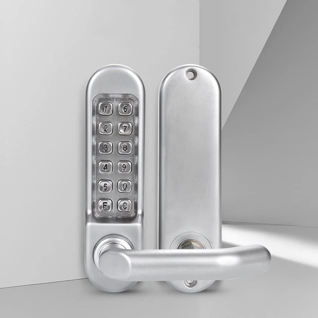 Zinc Alloy Keyless Combination Mechanical Digital Door Lock No Power Push Button Code Locks Furniture Hardware (Color : Silver Size : 178 * 125 * 48mm)