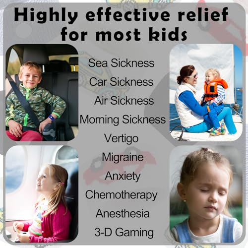 Image of Tondiamo 4 Pairs Motion Sickness Bracelets for Kids Adults, Nausea Bands Travel Wristbands for Car, Plane, Cruise, Morning Sickness(Cartoon Car)
