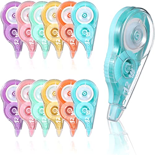 12 Pcs Correction Tape Eraser White Tape Original Correction Wide Tape For School Office Supplies, 0.2 Inch X 39.4 Feet (Rainbow Color) #TOP5