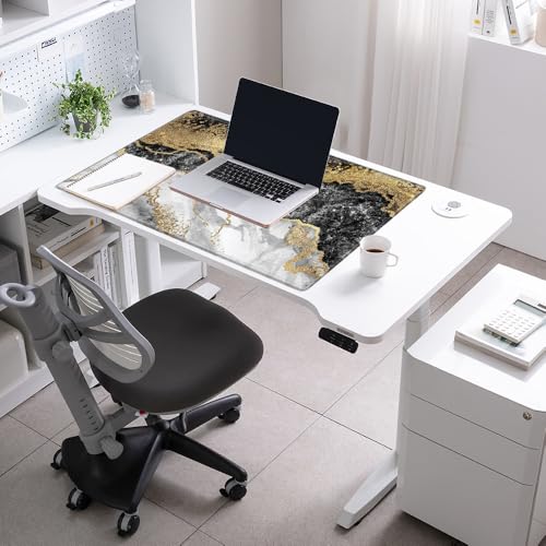 Image of 36x24 Mouse Pad Black and Gold Marble Giant Desk Mat XXXL Mousepad Extra Large Desk Pad Oversized Huge Computer Mat with Stitched Edges Non-Slip Rubber Base for Office Work Home Game