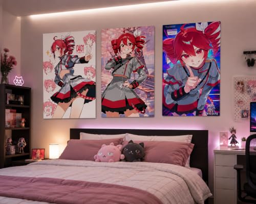 Image of Teto & Miku Anime Poster Set of 2 - Vocaloid Inspired Wall Art for Bedroom, Gaming Room & Japanese Anime Decor (Kasane Teto Poster Set of 3 A3)