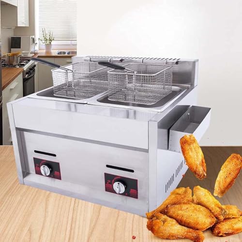 Gas-Fritteuse Kommerzielle Bratpfanne Pommes Frites-Maschine Fritteuse – Flüssiggas-Arbeitsplatte Fritteuse mit 2 Frittierkörben – perfekt für Restaurants oder Zuhause – Bild 4