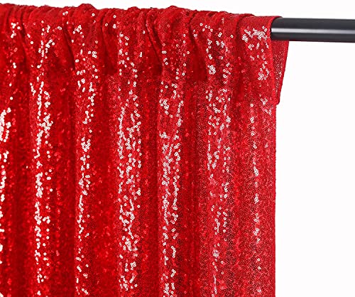JYFLZQ Telón de lentejuelas rojo 4x10ft 2 paneles miniatura 5