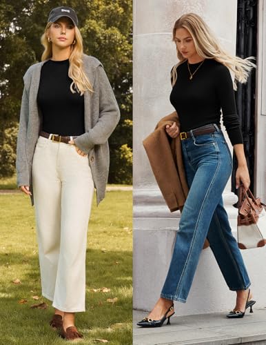 GRACE KARIN Merino Wool Sweaters for Women Mock Neck Base Layer Long Sleeve Soft Fitted Pullover Sweater4