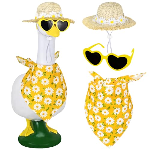 Ueyben Summer Spring Porch Goose Outfit Daisy Flower Goose Outfit Clothes for 17/23 Lawn Geese Statue for Garden Yard Decor (Yellow) (Yellow)
