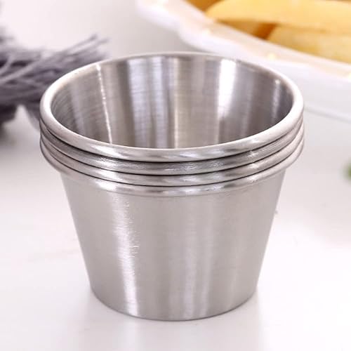Miniatura 1 de Taza de salsa de acero inoxidable, 4 unidades, condimento, salsa de tomate, tazón de condimento, plato de aperitivo, platos, contenedor de
