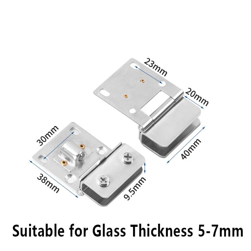 2 Pcs Glass Door Hinges Stainless Steel Single Side Clamp Hinges for Glass Thickness 5-7mm, Small - Image 2