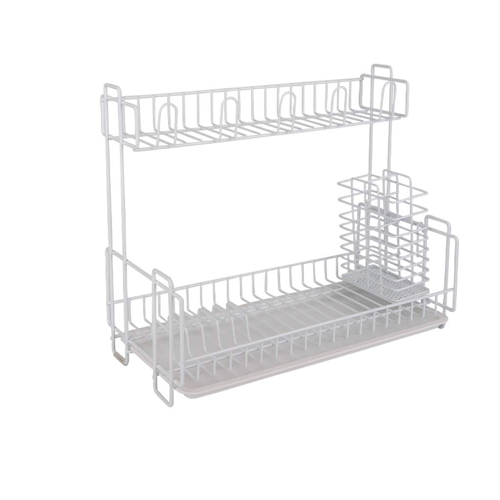Cfsxfysey White Dish Drainer Rack， Metal Drain Rack Kitchen Chopsticks Holder Dish Storage(White)