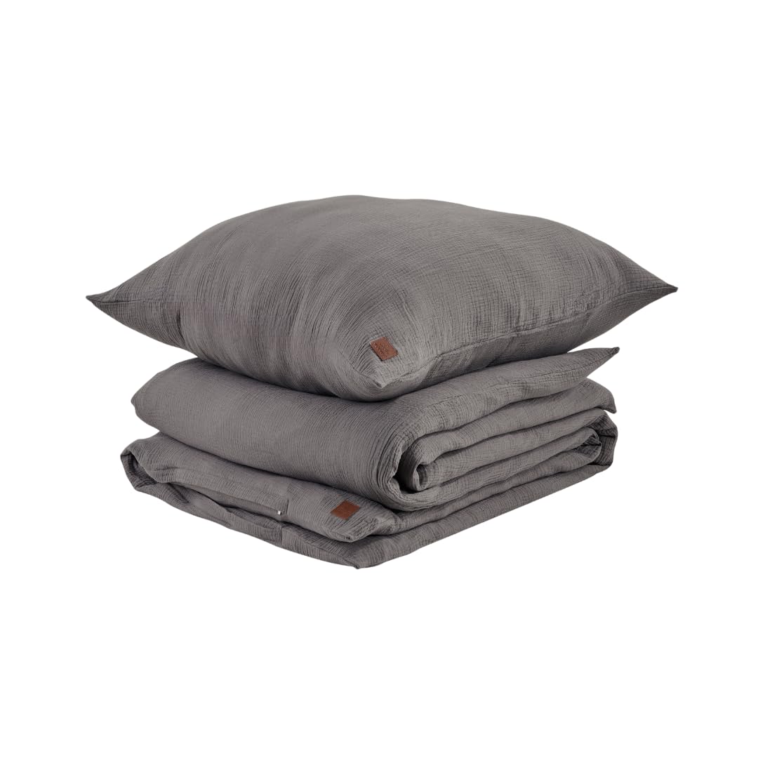 ADDSOUL Musselin Bettwäsche Set 135x200cm + 80x80cm Oeko Tex 100  