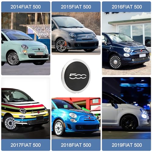 FIAT 500 Radkappe Aus Hochwertigem ABS, Radnabenabdeckung Facelift Upgrade Zubehör 68078419ac für Felgenabdeckung (4 Stück FIAT 500 Weißer Rand Weißer Text)