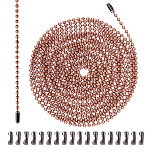 Image of 120in Ceiling Fan Pull Chain Extender, 3mm Premium Metal Light Roller Blind Beaded Pull Chain Extension with 20pcs Connectors Practical Accessories for Light Fixture DIY Crafts (Red Bronze)