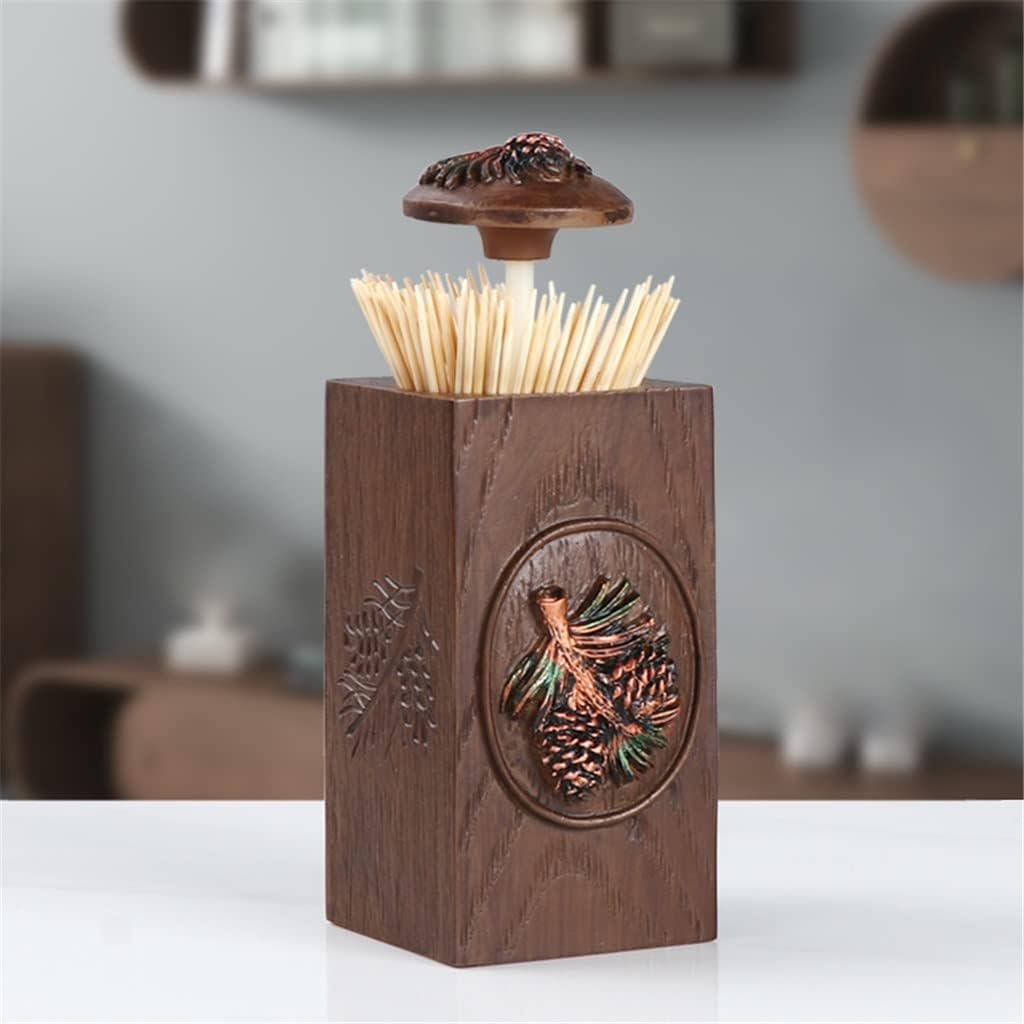 Retro resin toothpick holder dustproof cotton swab box bathroom storage living room dining
