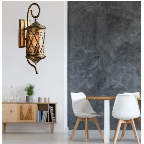 kinis Antique X Design Wall Light/Wall Lamp to Décor Home/Living Room/Bedroom/Office/Dining/Cafe/Restaurants, Golden Antique (Pack of 1, Without Bulb)