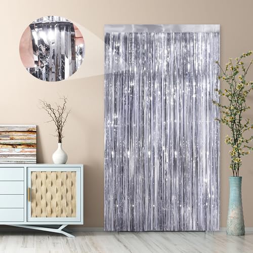 Fringe Curtain Party Streamers 3.3x8.3 Ft Foil Fringe Backdrop Curtains for Birthday Wedding Bridal Baby Shower Holiday Tinsel Streamers Black Party Decorations Door Streamers… - Image 3