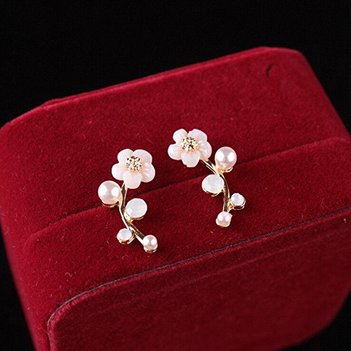 Womens Crystal Rhinestone Flower Ear Stud Earrings Jewelry Fashion 1 Pair LOVE STORY (Gold)