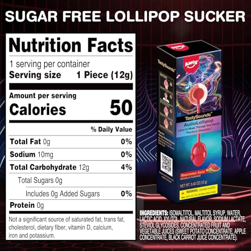 Amos Music Lollipop Candy, Audio Singing Lollipop, Unique Mother's Day Treat, Individually Wrapped Natural Watermelon Flavor (1 Pack) - image 4
