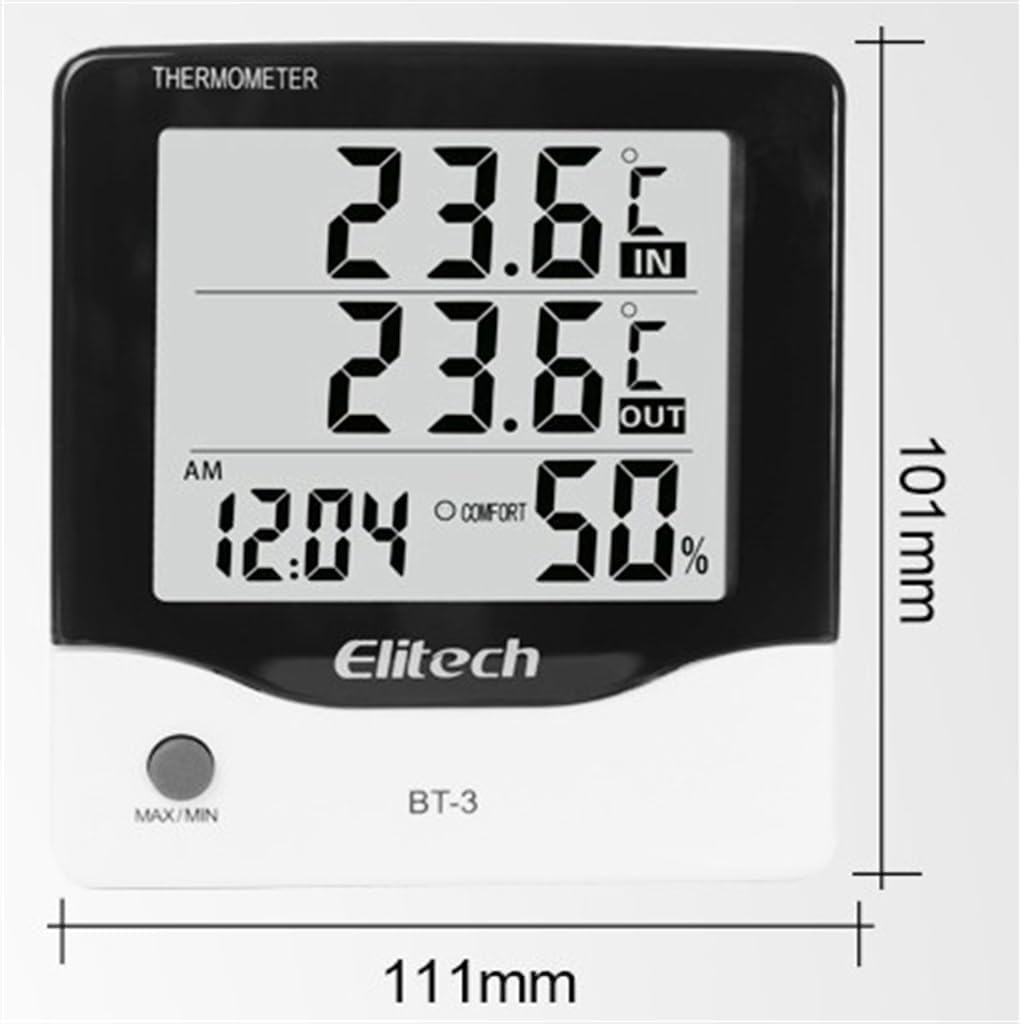 Indoor Temperature and Humidity Meter Home Hygrometer Alarm Clock Chimes The Whole Time