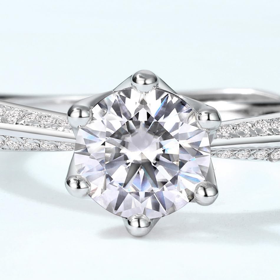 Moissanite Rings for Women,Women's Engagement Rings Moissanite Promise Rings,Moissanite Solitaire Engagement Ring for Women,925 Sterling Silver Adjustable Band4