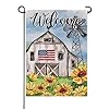 Artofy welcome spring summer small decorative garden flag usa country barn farm windmill sunflower yard lawn outside decor patriotic farmhouse fall autumn outdoor home decoration double sided 12×18  urban country home decor