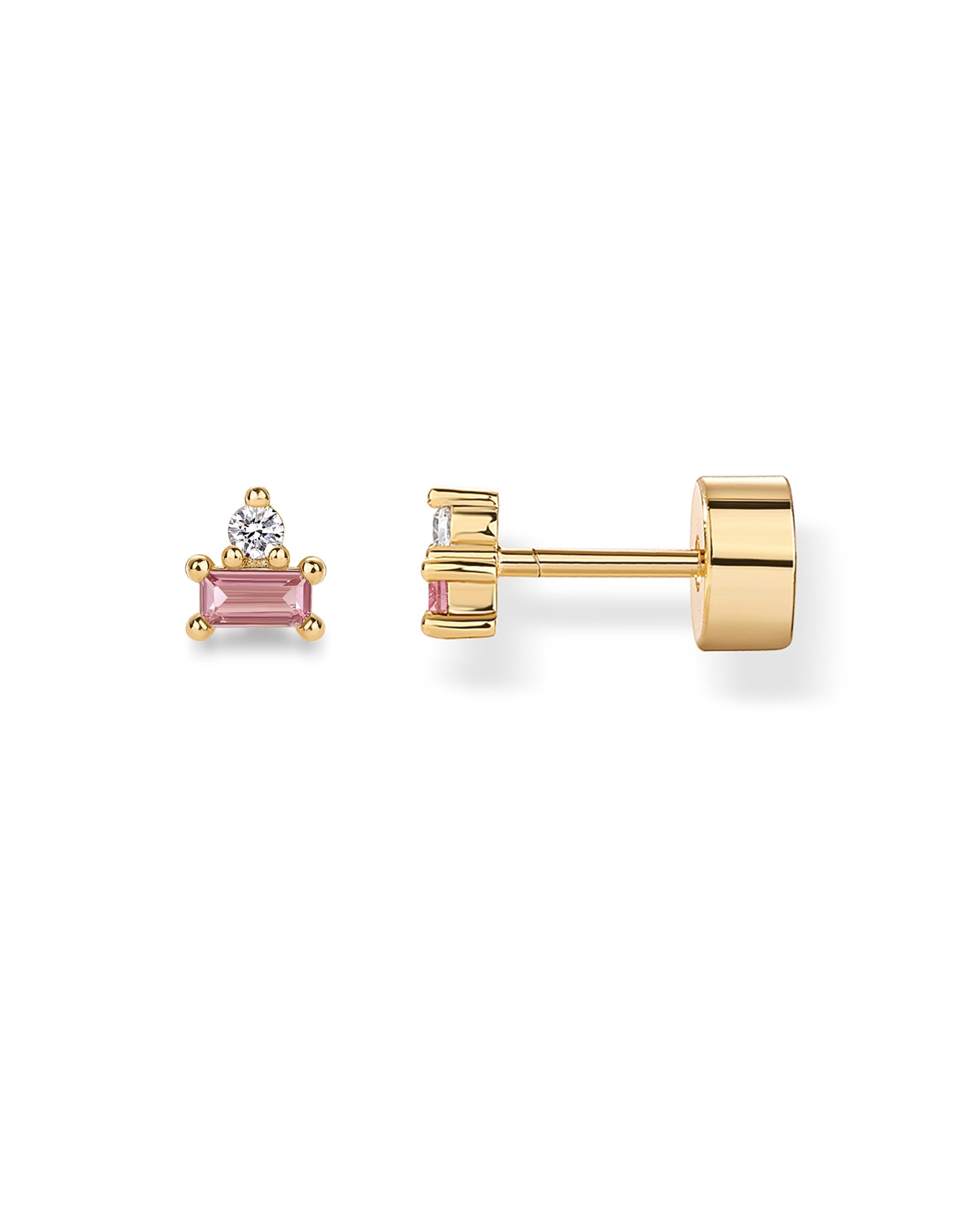 PAVOI 14K Gold Plated Dainty Birthstone Flatback Stud Earrings for Women