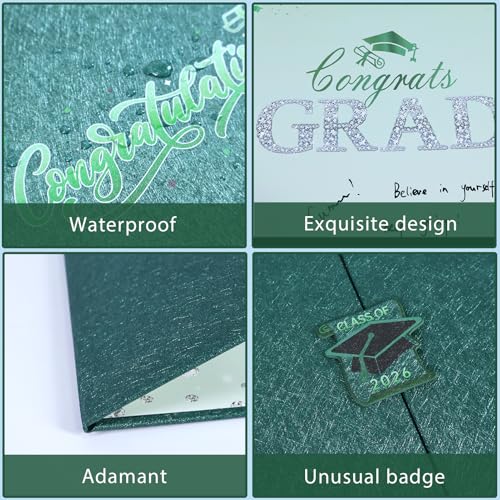 Image of Crenics Green Graduation Decorations Class of 2026, Creative Graduation Guest Sign in Book Alternative, Congrats Grad Signature Book 18 inch x 12 inch, Awesome Graduation Gift or Keepsake