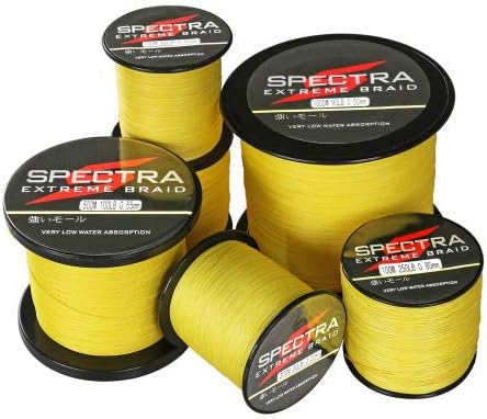 Spectra Yellow Braided Fishing Line-4 Strands Super Strong PE Fishing Wire Multifilament Fishing String Ultra Power 6LB-300LB Heavy Tensile for Saltwater & Freshwater Fishing