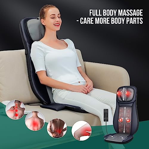 Image of Snailax Shiatsu Neck Back Massager with Heat, Full Body Massage Chair Pad with Adjustable Height, Deep Kneading & Rolling Massage Seat Cushion for Back Pain, APP Control Seat Chair Massager, Gifts