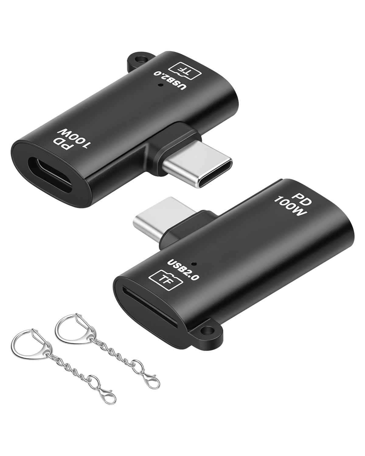 Micro SD Card Reader,SD Card Reader to USB C,Type C Male to TF-Card Reader&amp;100W Type C Female Charging Port Compatible with Micro SDXC,Micro SDHC,Micro SD,Phone,Pad,Laptop (2-Pack)
