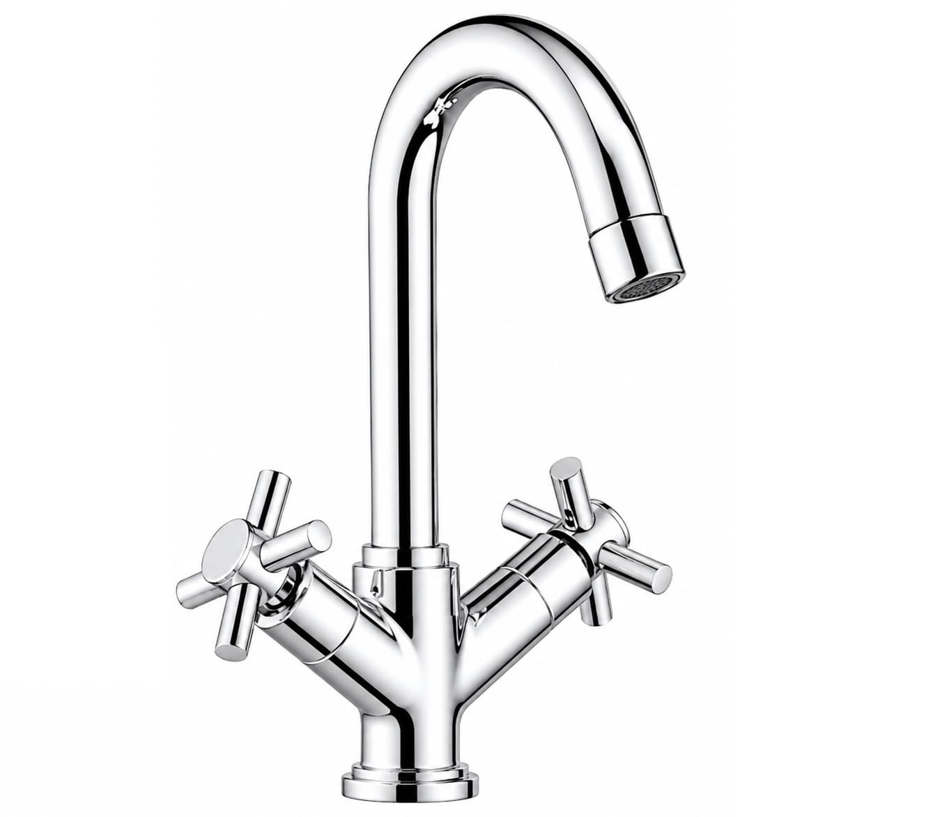 Corsa Brass Basin Kitchen Sink Mixer Tap Hot and Cold Table Mounted | Centre Hole Hot & Cold Water Faucet | with 24 Inch Leg Pipe | Chrome Finish-image-2