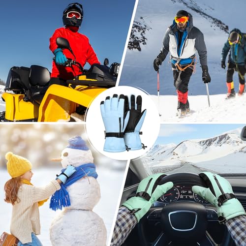 Image of Ski Gloves,Snow Gloves Waterproof Winter Warm Cold Weather Touchscreen Gloves for Parent& Child Kids Skiing,Snowboarding