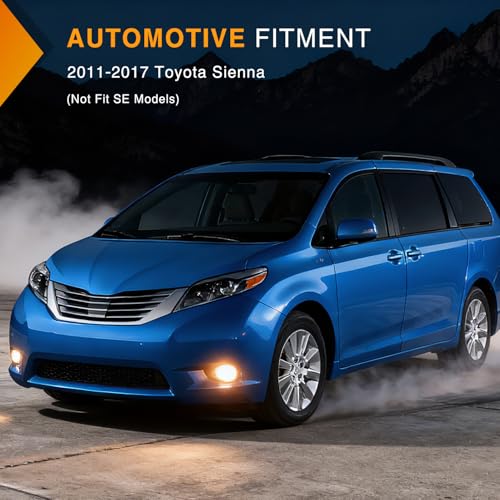 Image of Nilight Fog Lights Assembly Compatible with 2011 2012 2013 2014 2015 2016 2017 Toyota Sienna Base LE XLE (Not Fit SE Models) w /H11 12V 55W Bulbs Driver and Passenger Side Clear Lens Black Bezel