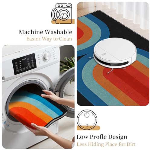 Tapete lavable azul 6x9 ultra fino suave Boho miniatura 5