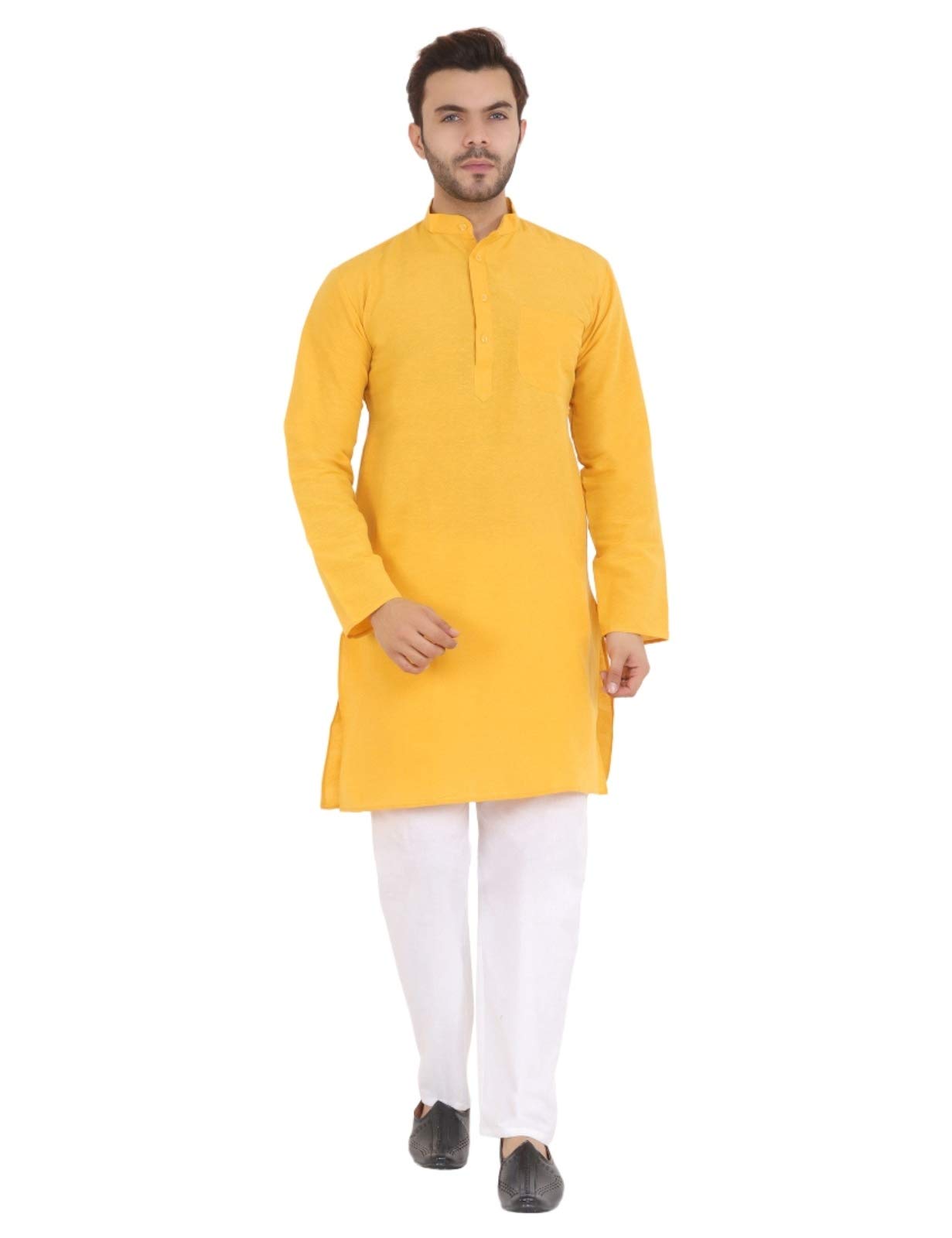 latest chikan Men's Full Sleeve Cotton Ethnic Wear Regular Long Kurta-picture-21