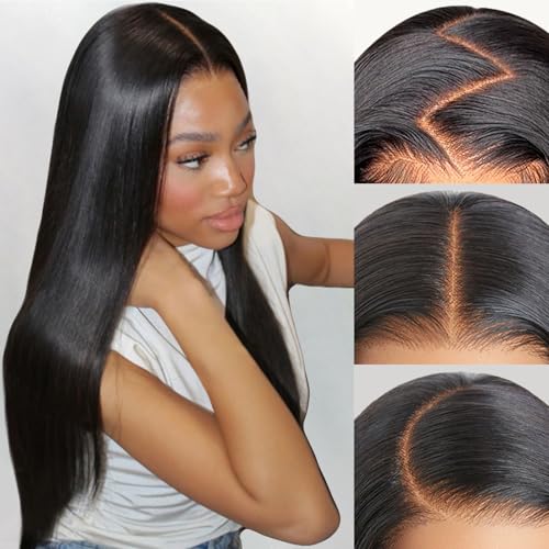 ekaibaoek 13x6 Lace Front Human Hair Wig 100% Human Hair 180 Density HD Lace Frontal Wig Pre-Plucked Glueless Wigs 34inch