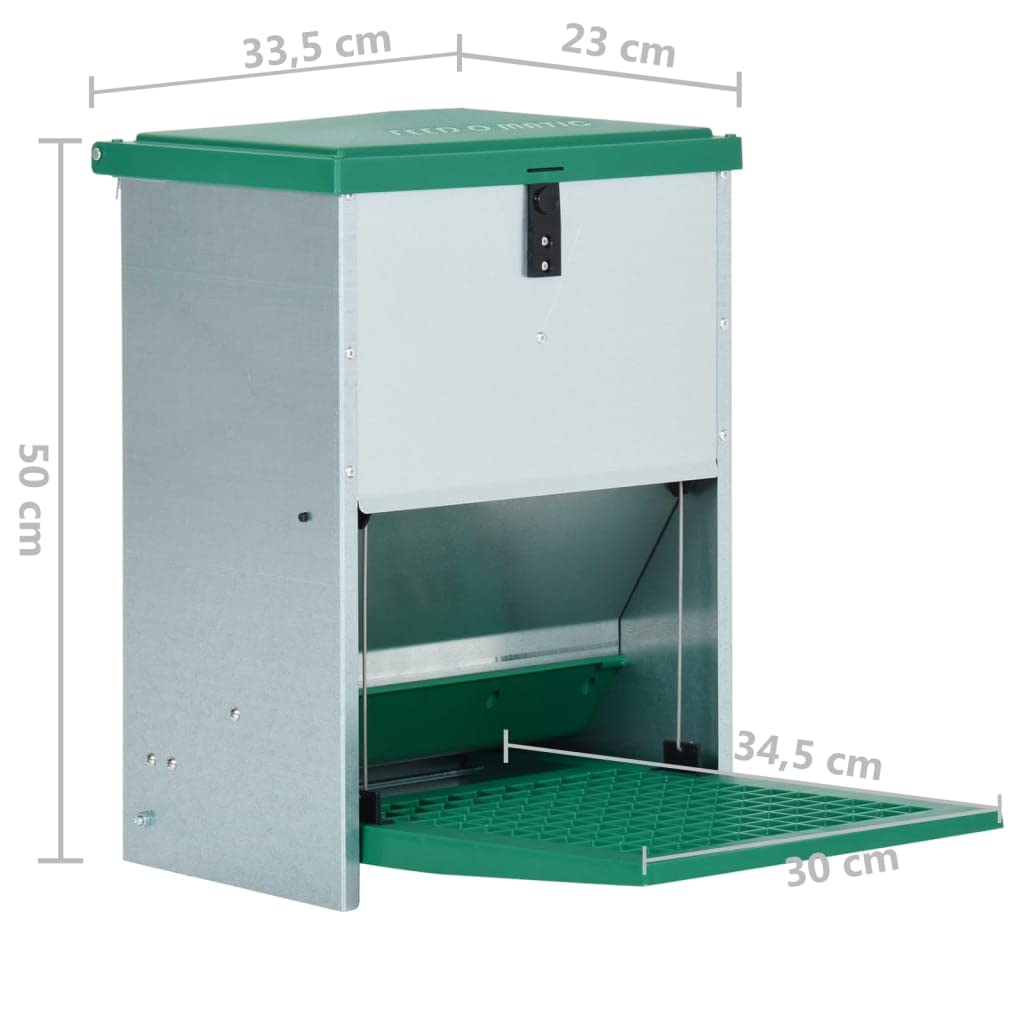Generico Mangiatoia Automatica per Pollame Feedomatic con Pedale 12 kg,Verde,7.35kg,171446