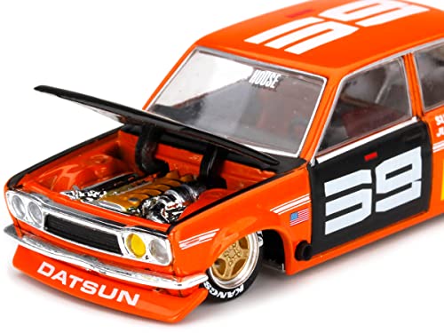 Miniatura Datsun 510 Pro Street 1:64 naranja y negro miniatura 2