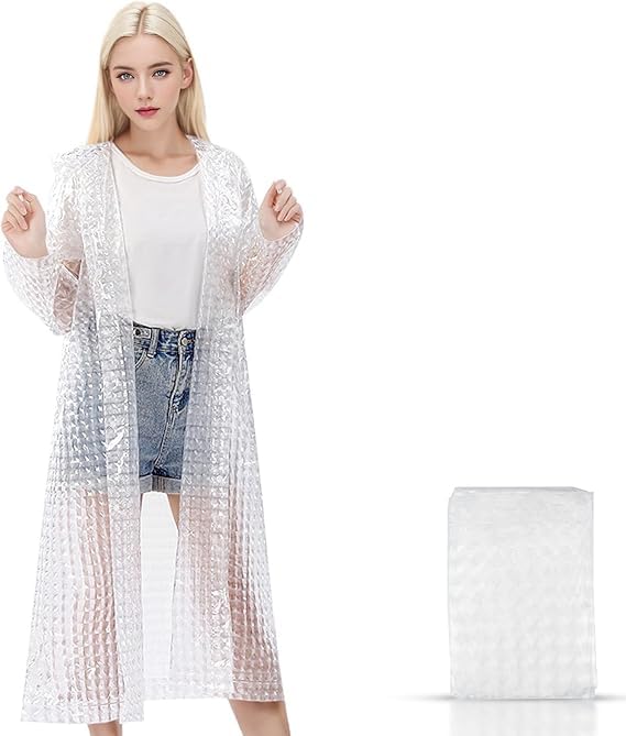 Rain Poncho for Adults Reusable – 1 Pack Thick EVA Waterproof Raincoat Jacket with Hood & Sleeves, 3D Hooded Travel Cape for Men & Women, Lightweight for Hiking, Camping, Festivals