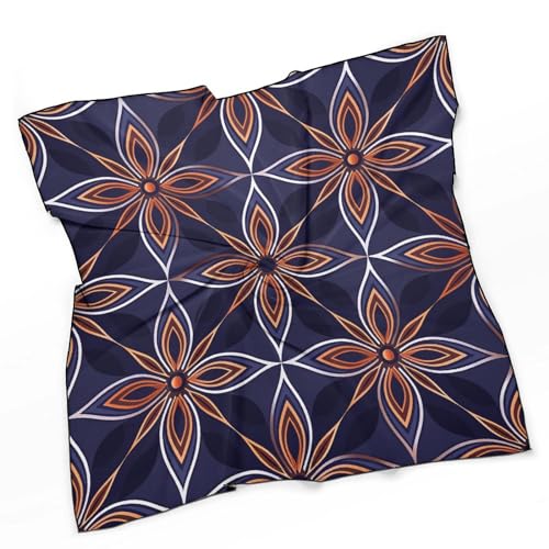 Dark Blue And Brown Head Scarf for Women Lightweight Fashion Wraps Headscarf Neck Scarf Sunscreen Shawls for Gift Scarves 27"" X 27"", 0ne size3