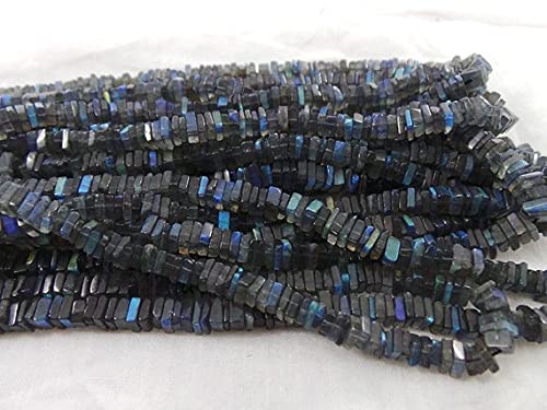 Perles en labradorite naturelle LKBEADS carrées lisses de 5mm pour éviter les éclats au perçage