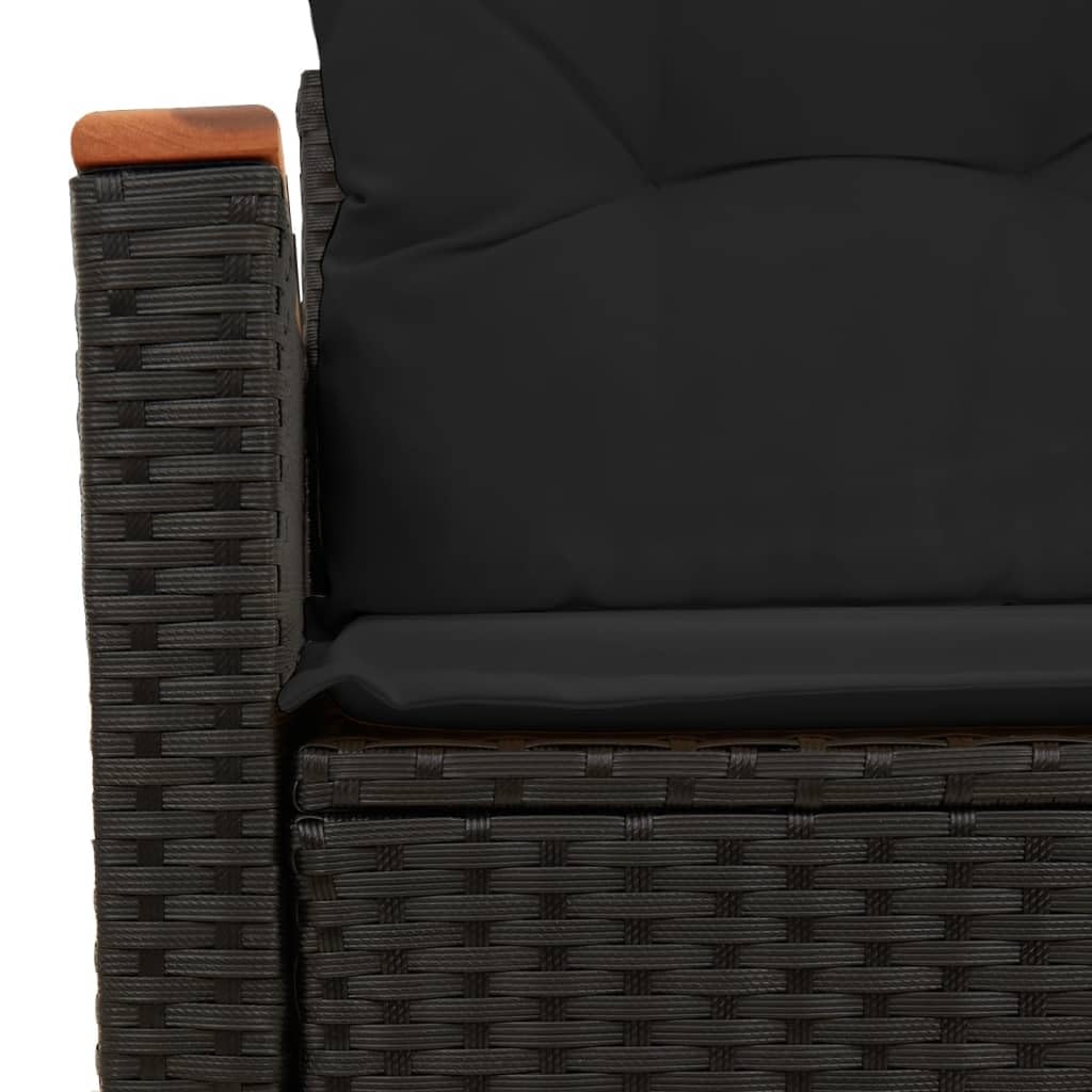 Myheimly Gartensofa mit Kissen 2-Sitzer Schwarz Poly Rattan Schwarz mit Stauraum 3041954de