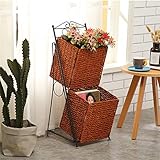 マガジンラック ラタンフロアオフィスホームリビングルームの書籍や新聞資料を表示バスケット 多機能ドキュメントラック (Color : Caramel colour, Size : One size)