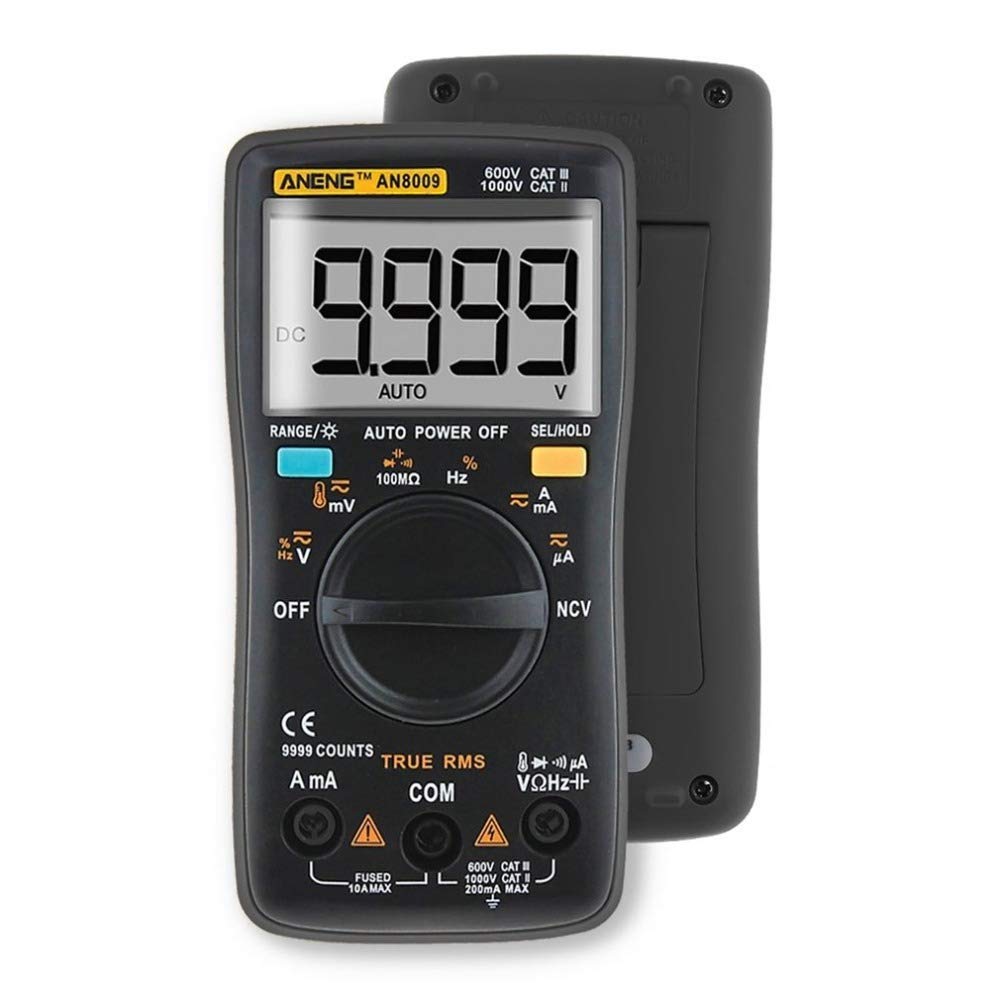 ANENG AN8009 True-RMS Digital Multimeter Transistor Tester Capacitor Tester Automotive Electrical Capacitance Meter Temp Diode - Black