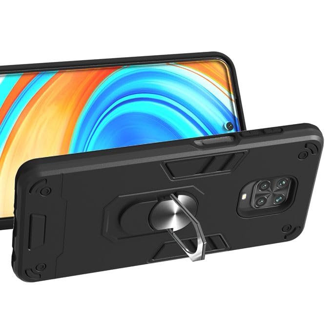 Image of amazon basics Kickstand Mobile Cover (360 Rotating Ring Holder) for Mi Redmi Note 9 Pro /Note 9 Pro Max /Poco M2 Pro (Black)