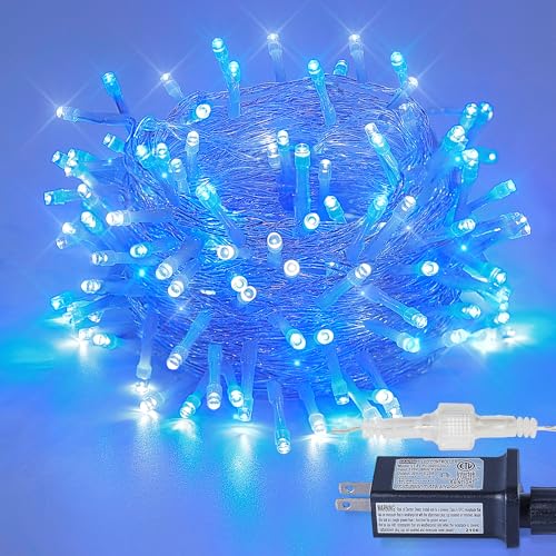 MYGOTO 33FT 100 LEDs String Lights Waterproof Fairy Lights 8 Modes with Memory 30V UL Certified Power Supply for Home, Garden, Wedding, Party, Christmas Decoration Indoor Outdoor (Cool White+Blue)