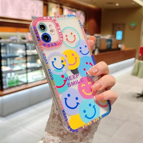 Mgqiling Cute Smile Face Phone Case Compatible With Iphone 11 Lens Protection Shockproof Fashion Soft Tpu Clear Smile Flower Cover Case For Women Girl - Iphone 11 6.1 Inch Colorful #TOP2