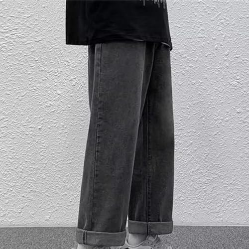 Men's Baggy Straight Leg Jeans Wide Leg Streetwear Denim Pants Washed Hip Hop Style Classic Trousers3