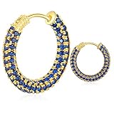 Cubzirconia Hoop s para Mujeres 18k Gold Silver Post Hoop S 24 mm Multicolor Diúdón Hoops s Gold Black Black Verde Rojo Turquesa Colorida Hoop s