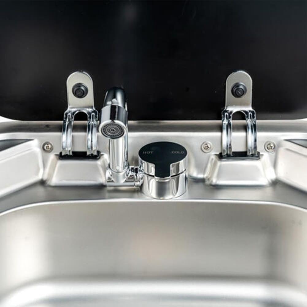 Rubinetto miscelatore girevole per camper con ingresso dell'acqua pieghevole e regolabile (caldo e freddo 1003)