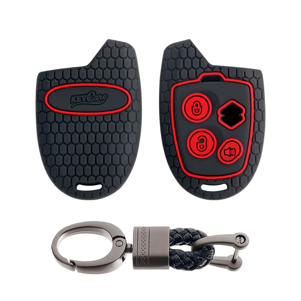 Keycare® Silicone Key Cover and Keyring Compatible for Nippon Remote (Black with Alloy Black Keychain)