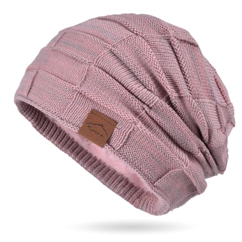 TYXHXTF Gorro de Invierno para Mujer, Sombrero de Punto Cálido Suave, Gorro de Esqui para Invierno al Aire Libre Diario (Rosa)